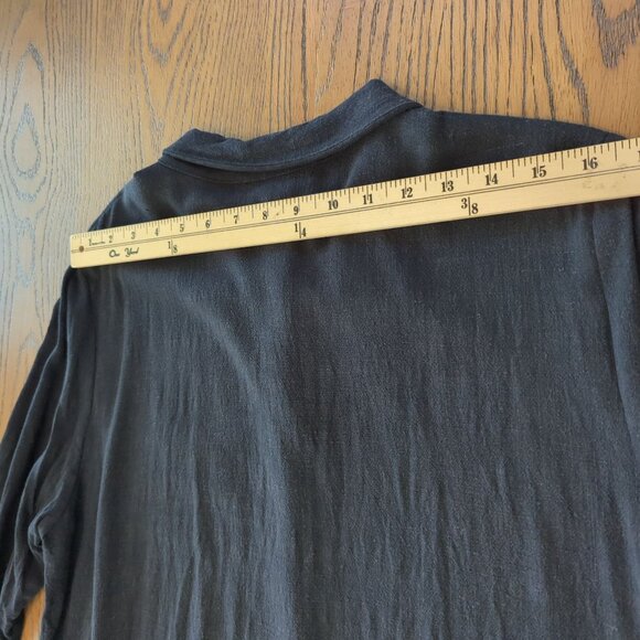 Christopher Calvin Women’s Blouse Black Sz L Button Front‎ Linen Blend Tunic Top - Picture 9 of 13